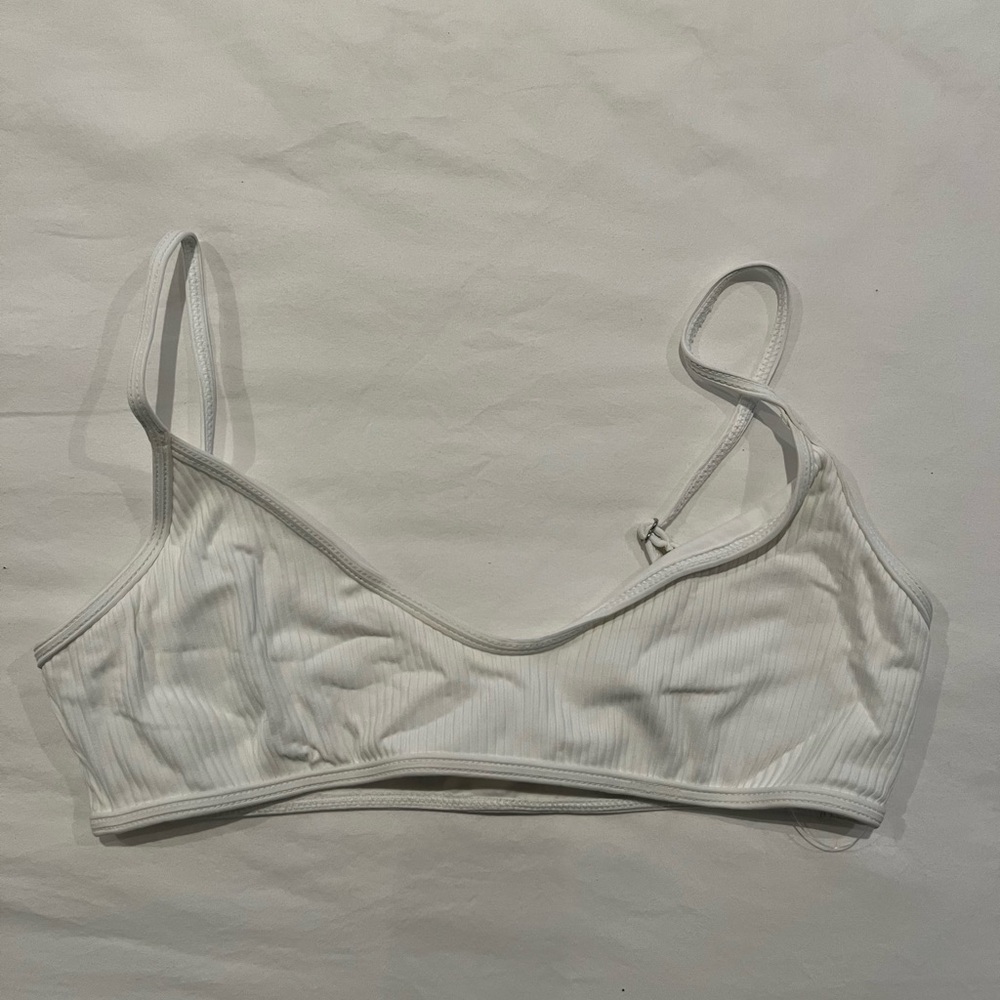 LA Hearts by PacSun White Ribbed Bikini Top